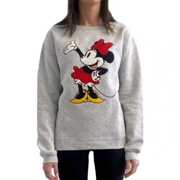 Disney Gray appliquéd Minnie Mouse Sweatshirt size medium - Picture 1 of 9